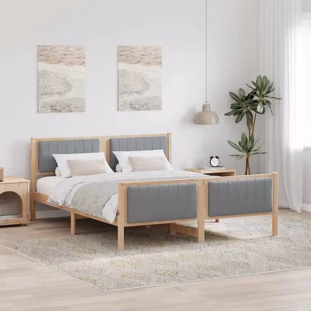 Struttura del letto-Giroletto Marrone e grigio chiaro 160 x 200 cm 840970