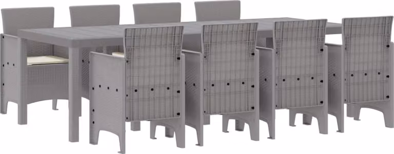 Set da Pranzo per Giardino 9 pcs Bianco Polipropilene