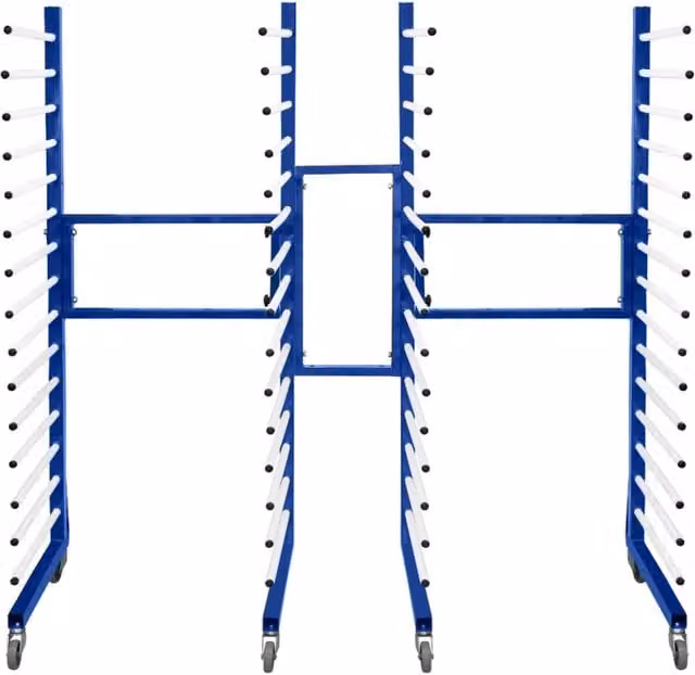 Carrello per asciugatura vernici a spruzzo combinato Monster Shop blu in acciaio con 4 ruote resistenti e capacità di 375 kg per 2 unità