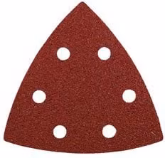 Set di 5 fogli abrasivi preforati KWB Quick Stick per levigatrici delta, colore rosso, grana P240, 93x93 mm