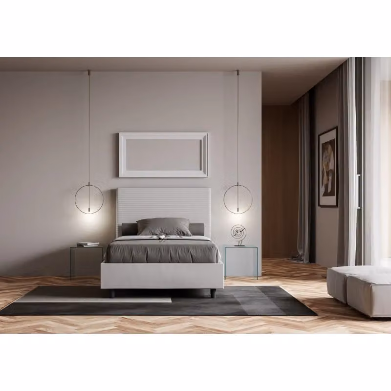 Letto imbottito con contenitore Focus Ityhome in similpelle bianco, L/P/H: 130 x 200 x 145 cm – 2