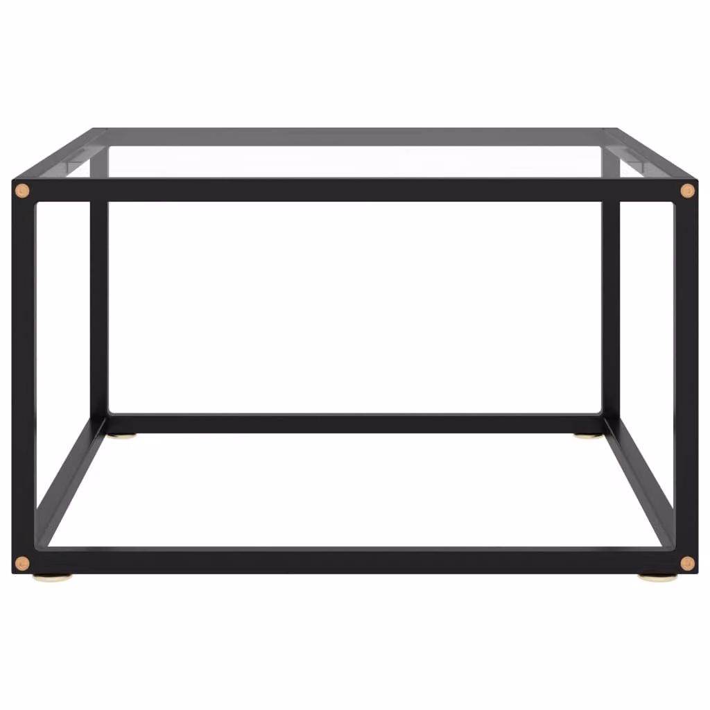 Tavolino da Salotto Nero con Vetro Temperato 60x60x35 cm