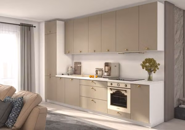 Mobile cucina BONN cucina componibile 350cm frontale bianco MDF pietra grigio opaco REJS guida a estrazione totale