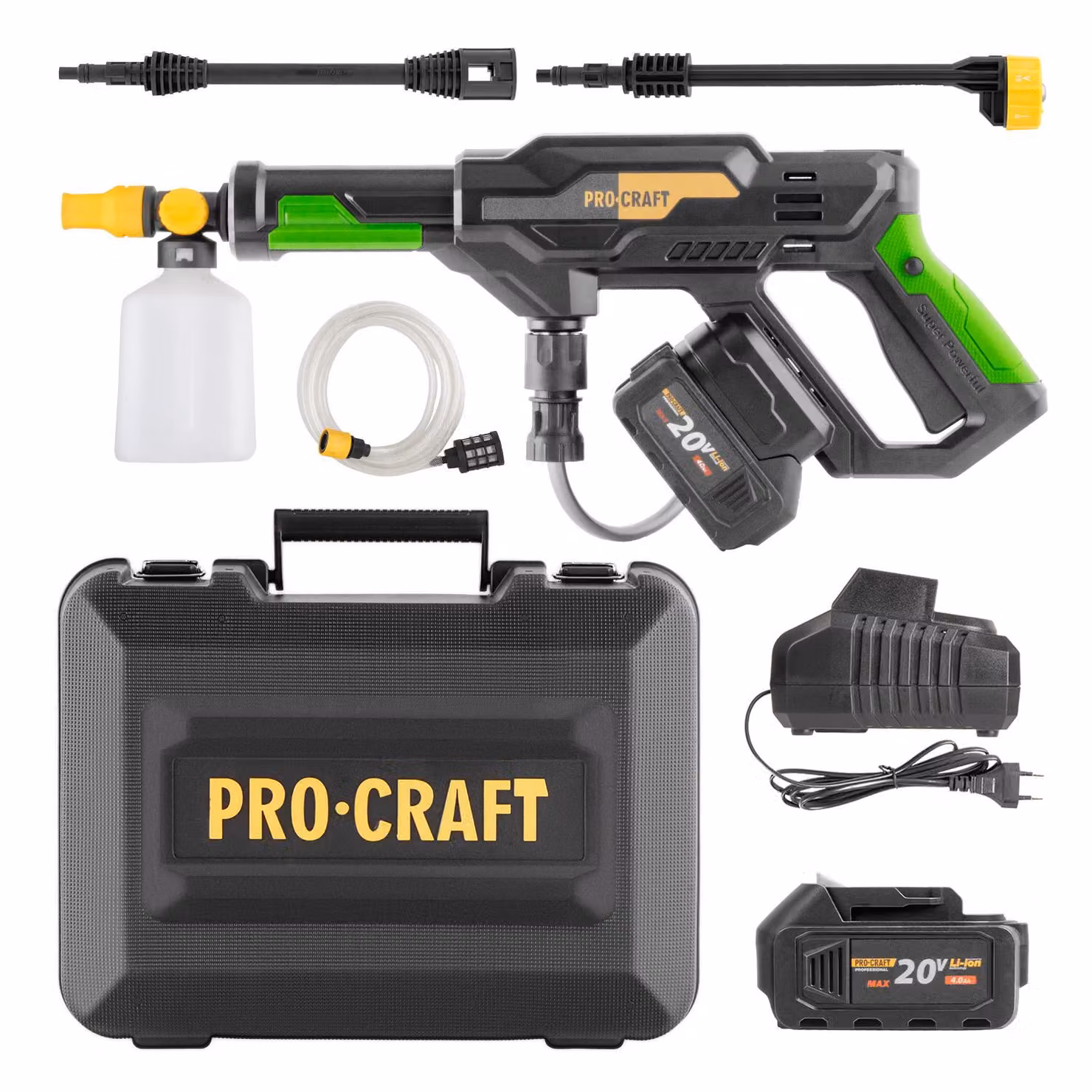 Set di idropulitrici Procraft CW20 Accu + batteria 20/4 e caricatore 20/1