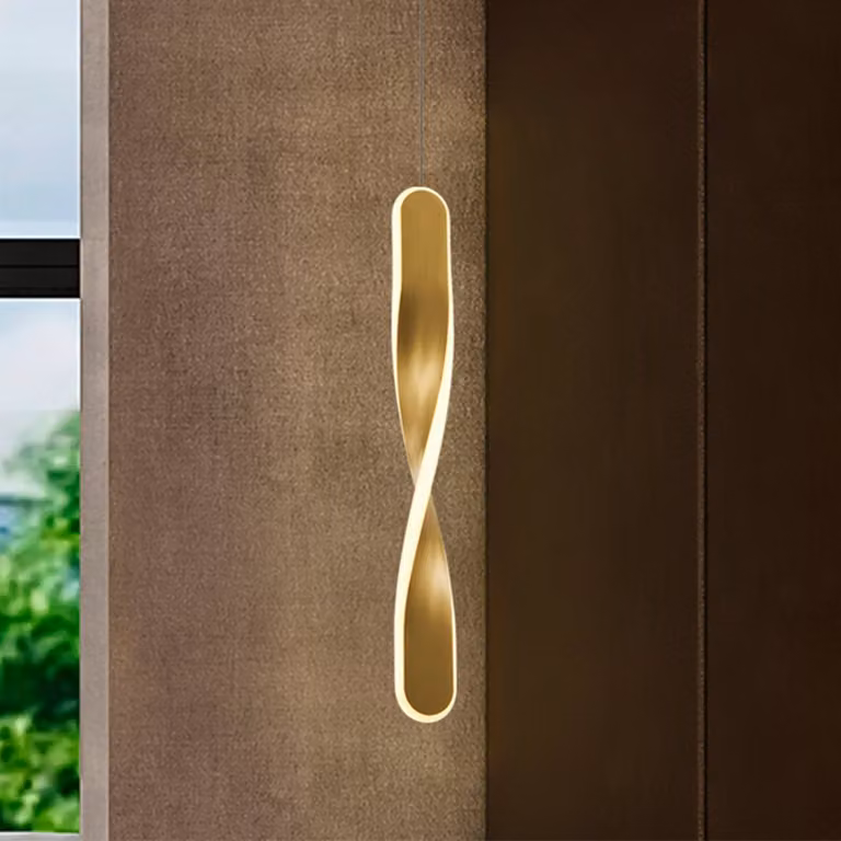 Schuller Valencia Lampada LED a sospensione Twist, 1 luce, color oro, metallo Twist, Ottone / Oro, Soggiorno / Sala da pranzo, Metallo