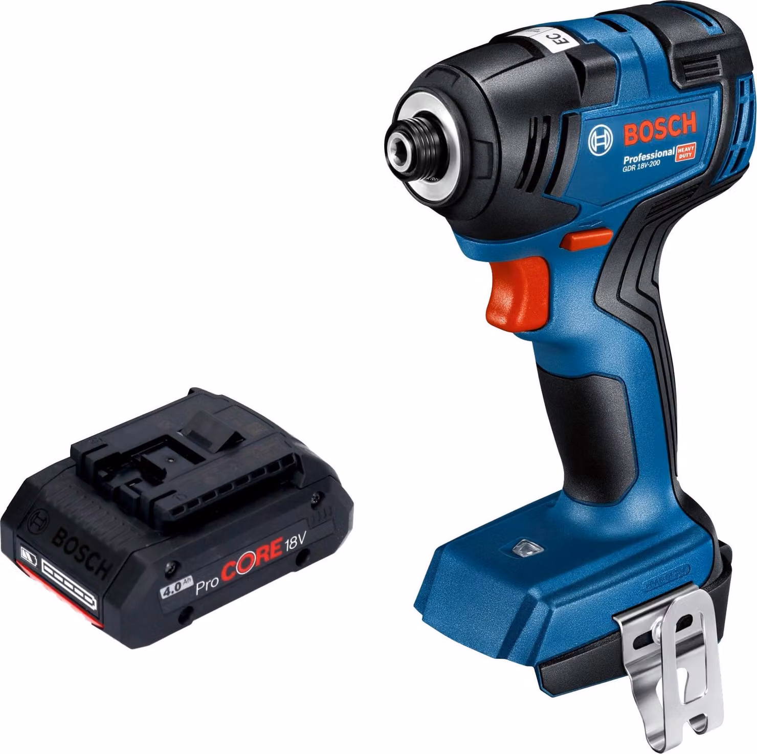 Avvitatore a impatto a batteria Bosch GDR 18V-200 Professional 18 V 200 Nm Brushless + 1 batteria ProCORE da 4,0 Ah - senza caricabatterie