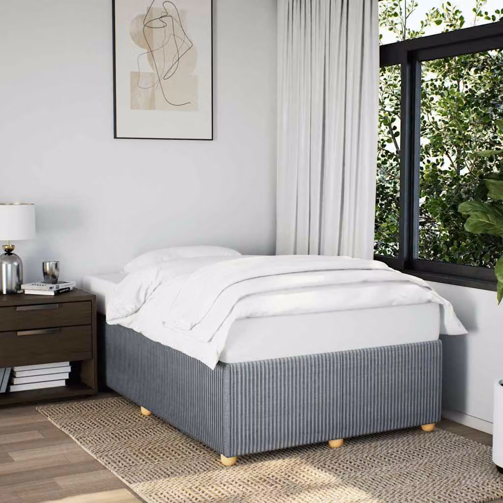 vidaXL Giroletto senza Materasso Grigio Chiaro L 120 cm x P 200 cm in Tessuto e Legno – 1