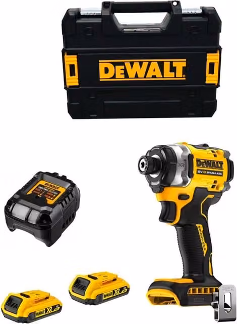 Avvitatore ad impulsi DeWalt DCF860D2T giallo con 2 batterie ricaricabili da 2,0 Ah e caricabatterie DCB1102 e sistema TSTAK II – 1