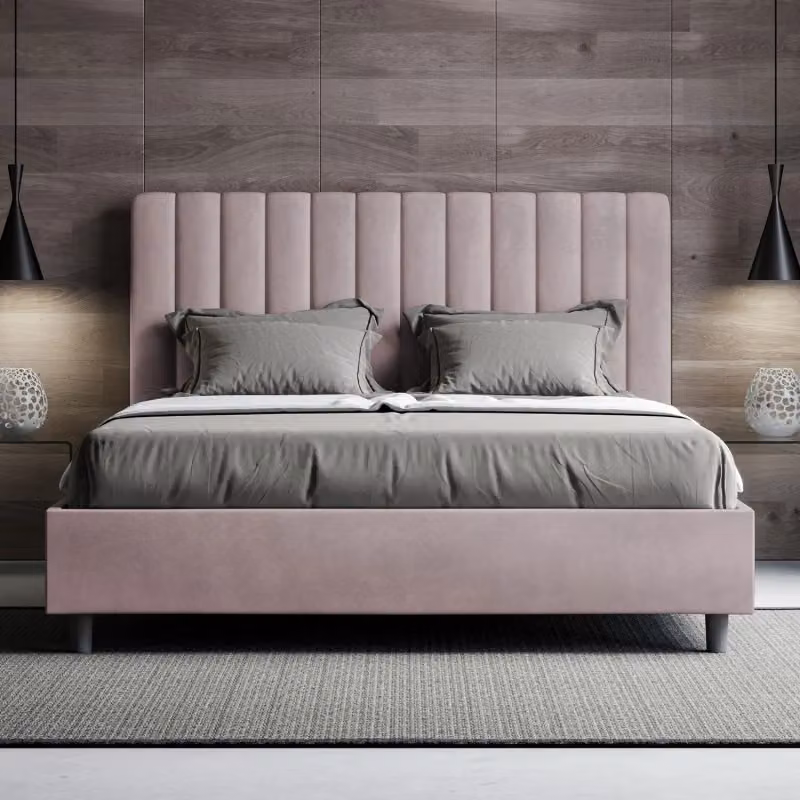 Letto matrimoniale imbottito con contenitore Ityhome Agueda in microfibra viola L: 175 cm, P: 230 cm, H: 122 cm – 2