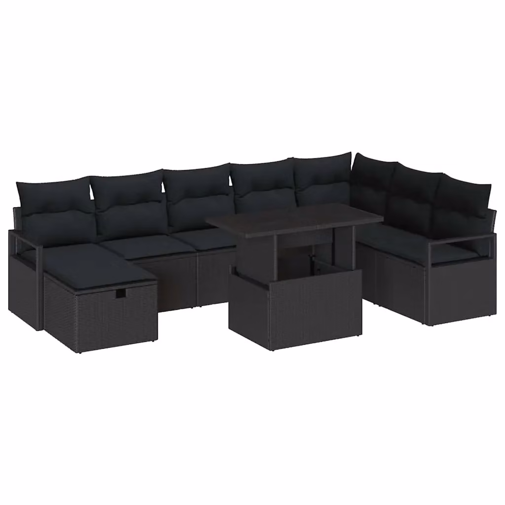 Set Divano da Giardino a L vidaXL in Polyrattan con Cuscini e Tavolino da 9 Pezzi – 2