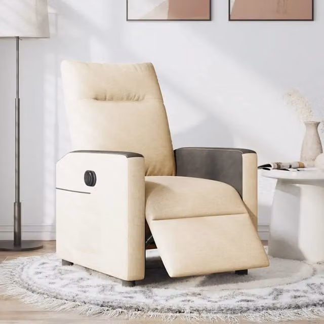 Poltrona | Sedia Relax Elettrica Reclinabile Crema in Tessuto