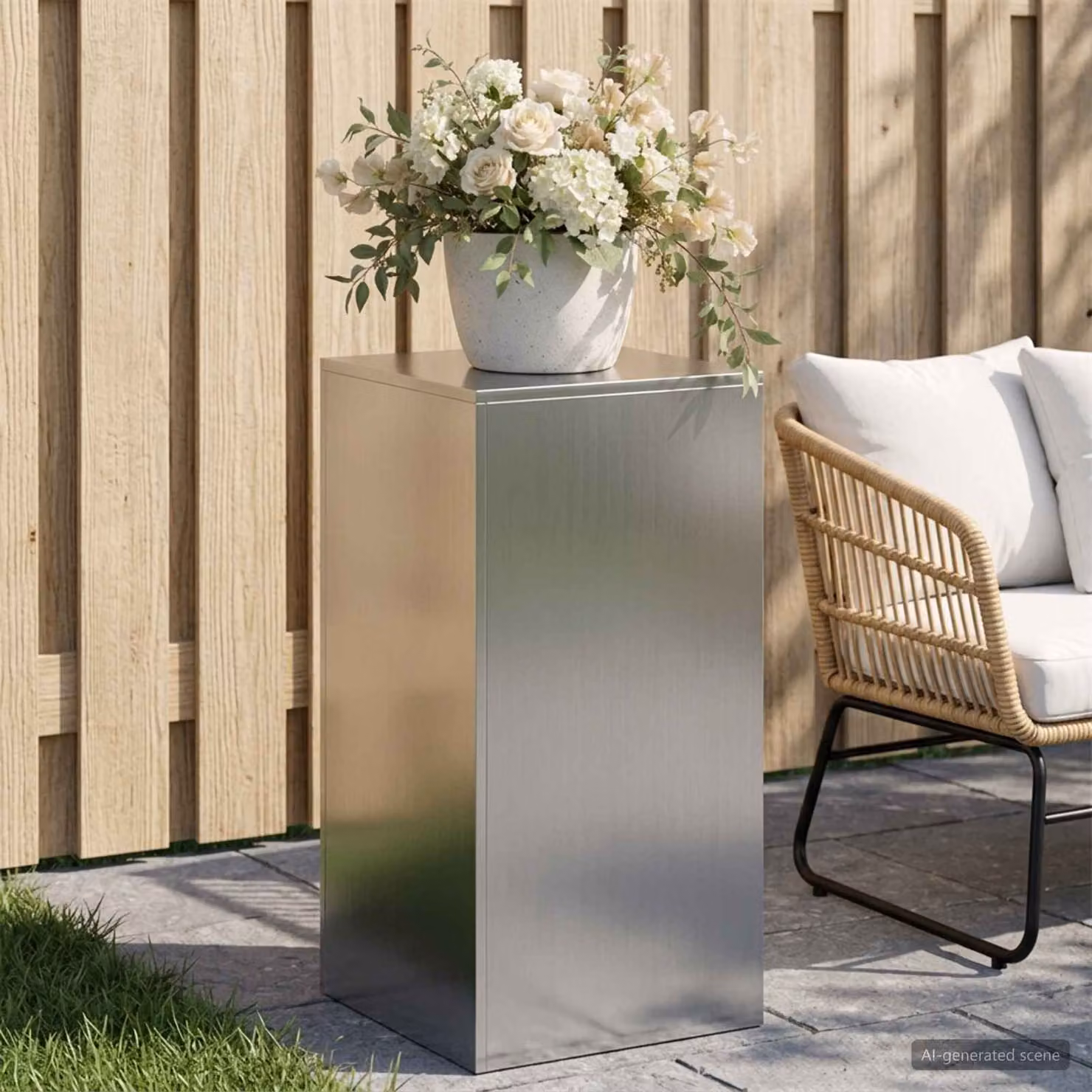 vidaXL Supporto per piante in metallo argento per giardino e balcone L/P/H: 40 x 40 x 80 cm