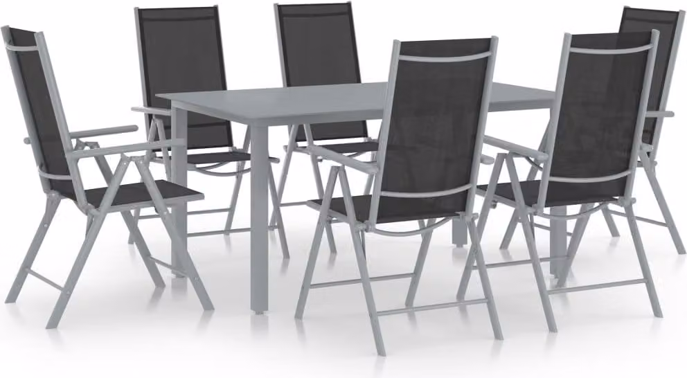 Maison Exclusive - Set da pranzo da giardino 7 pezzi in alluminio argento e nero