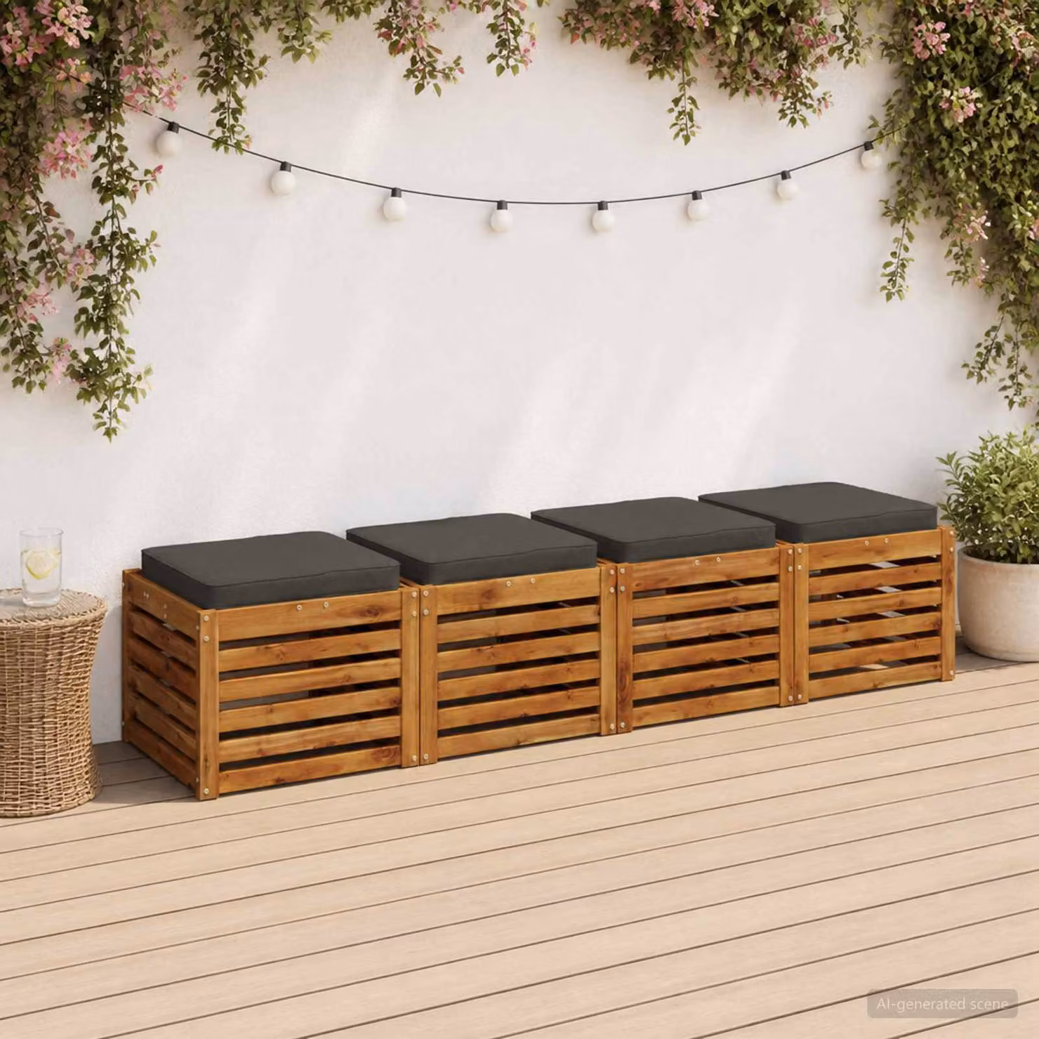 Set di 4 cuscini per sedia vidaXL VUGHT in poliestere, colore grigio antracite, forma rettangolare con rivestimento rimovibile e lavabile