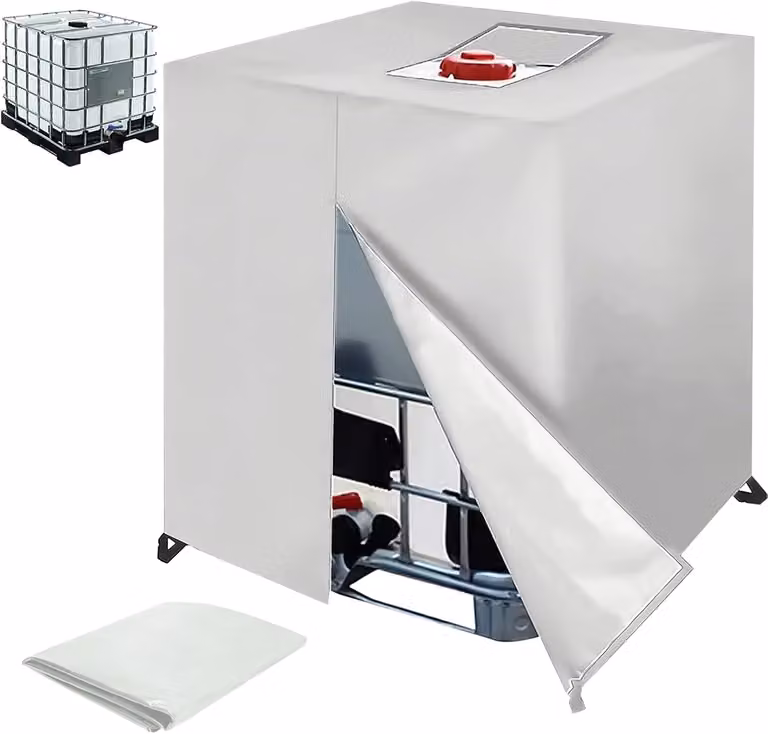 Copertura protettiva per serbatoio IBC da 1000 litri, dimensioni 120x100x116 cm, realizzata in tessuto Oxford 210D, con pellicola protettiva anti-UV, ideale per l'uso in giardino