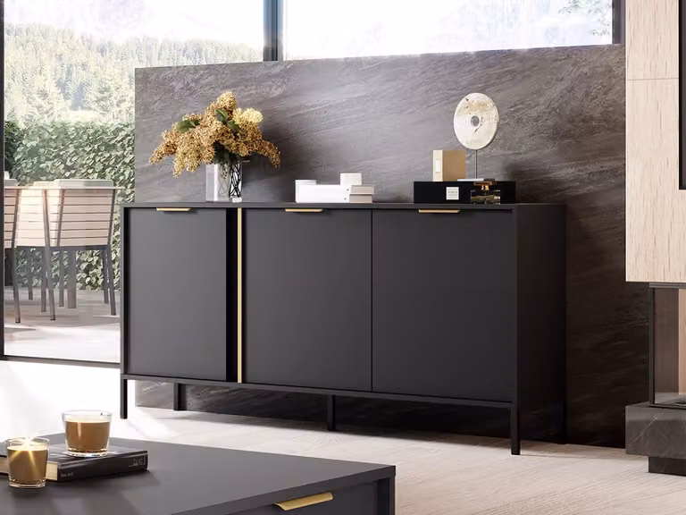 Cassettiera NUCOR 1 con ante - antracite / oro