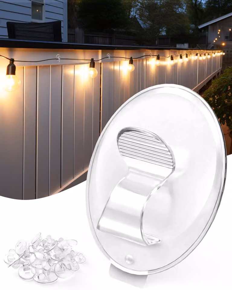40 clip per luci, con adesivo resistente all'acqua, ideali per l'illuminazione esterna