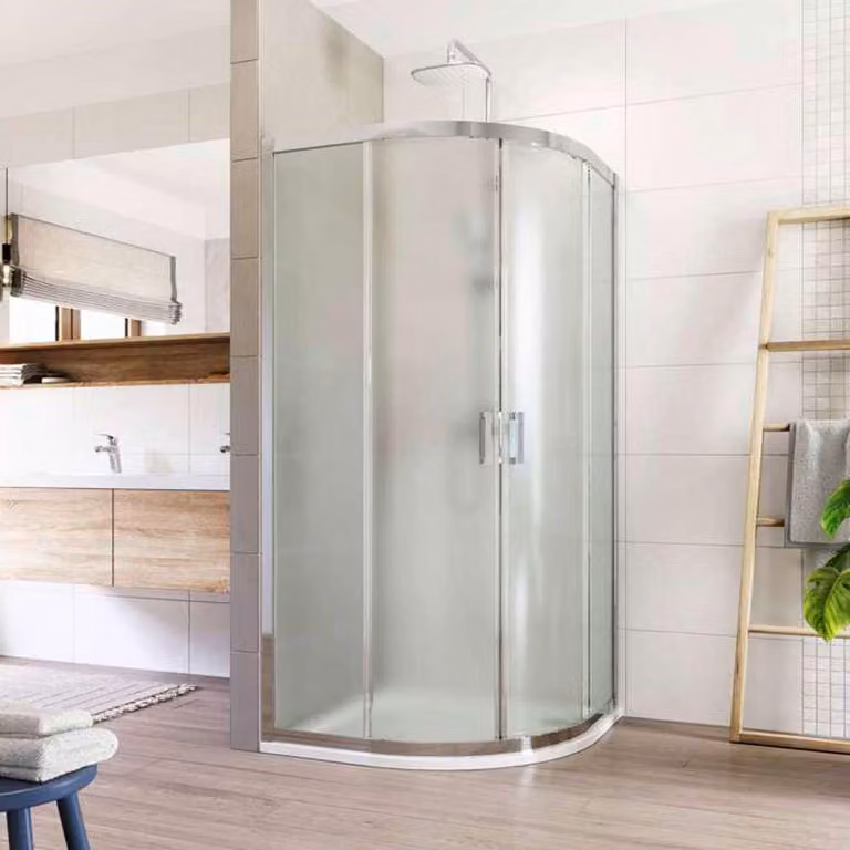 Mereo Cabina doccia, Lima, a quarto di cerchio, R 550, a scomparsa, 90x90 cm, cromo ALU, vetro Point - CK608B22K