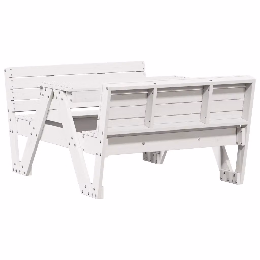 Tavolo da picnic per bambini VIDAXL in legno di pino massello bianco L: 122 cm, P: 88 cm, H: 58 cm – 2