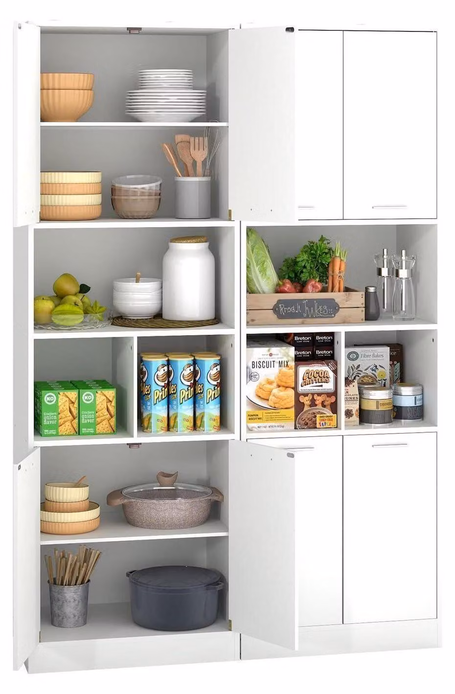 Armadio multifunzione, 60 cm di larghezza, bianco, 2 pezzi. Ideale per la cucina: mobiletto da farmacia, dispensa