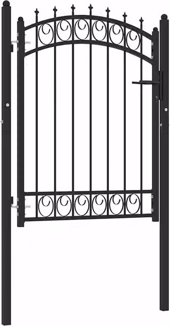 Cancello singolo per recinzione vidaXL in acciaio nero, modello swing, L: 104 cm, H: 109,5 cm – 1