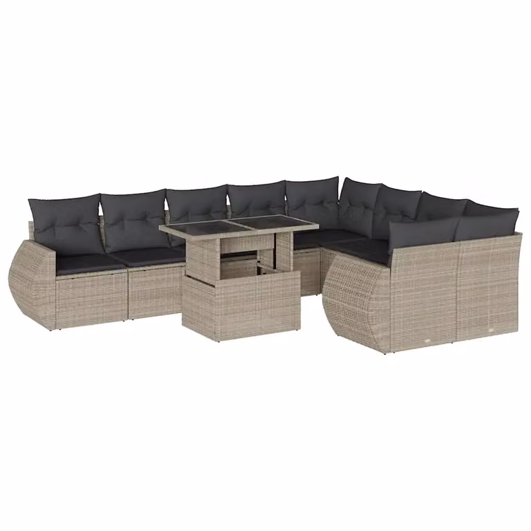 vidaXL Set Divano da Giardino a L in Polyrattan con Cuscini Grigio Antracite e Tavolino