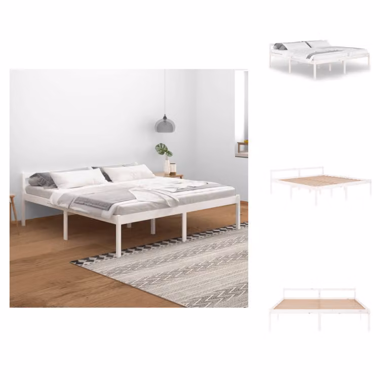vidaXL Letto Senior bianco 200x200 cm pino massiccio - Letti e strutture letto