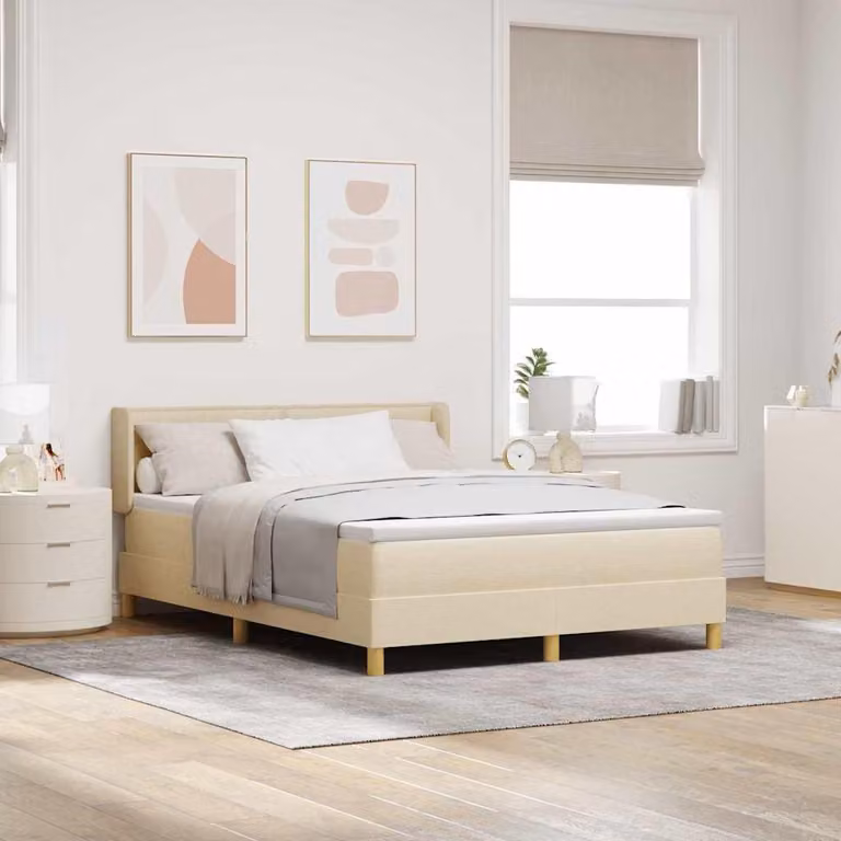 Maison Exclusive - Letto boxspring con materasso color crema 200 x 160 cm in tessuto