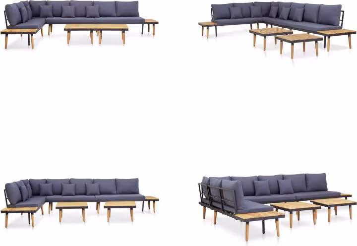vidaXL 7 pezzi set salotto da giardino con cuscini in legno massiccio acacia marrone - Set salotto da giardino - Set salotto da giardino in legno - Set salotto da giardino in legno