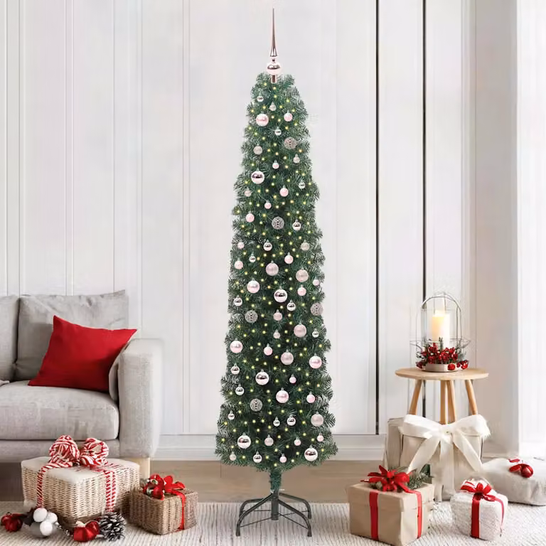 Albero di Natale artificiale moderno vidaXL verde con 300 LED luce bianca calda, Altezza: 210 cm