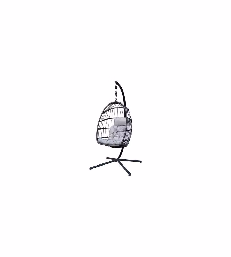 Dondolo Ovetto Antracite con Cuscino Grigio Chiaro 132x132 cm
