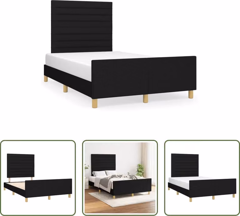 The Living Store Struttura letto con testiera nera 120x190 cm in tessuto