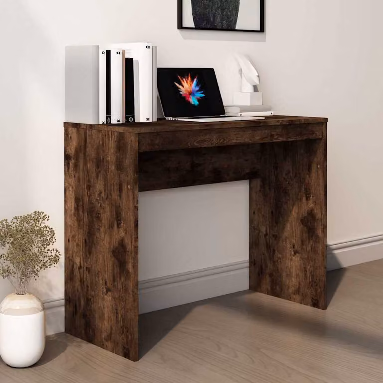 Scrivania da ufficio moderna vidaXL in legno Rovere Fumo L: 90 cm, P: 40 cm, H: 72 cm