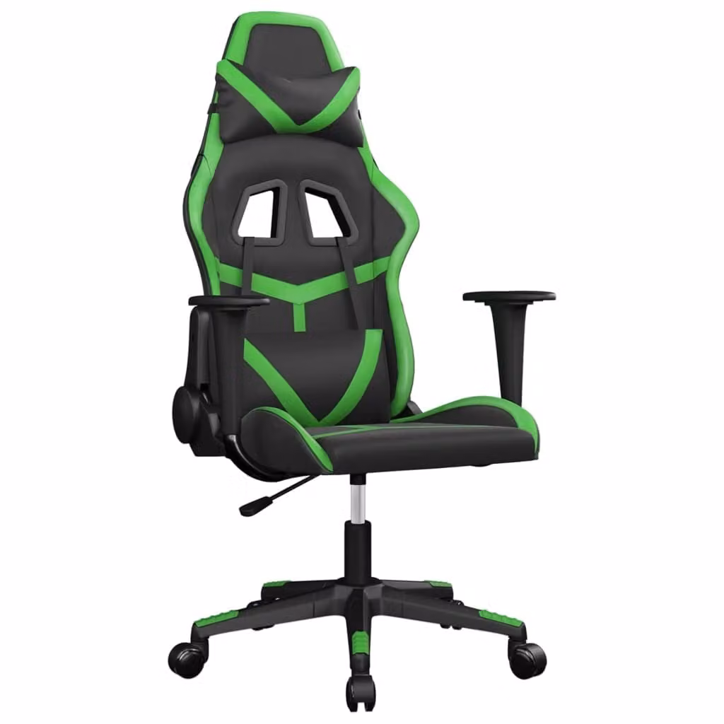 Sedia da Gaming Nera e Verde in Pelle finta