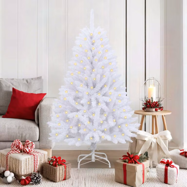 Albero di Natale artificiale moderno vidaXL con 150 LED bianco in PVC e metallo