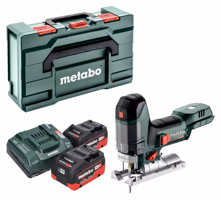 Seghetto alternativo a batteria Metabo ST 18 LT 130 BL 18 V 130 mm senza spazzole + 2x batteria LiHD 5,5 Ah + caricatore + metabox
