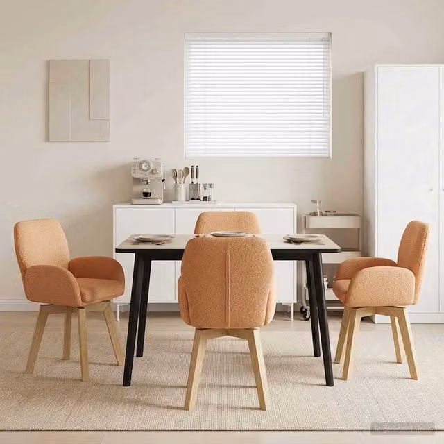 Sedie da pranzo girevoli 4 pz Bouclé Beige 54 x 58 x 87 cm 3428288