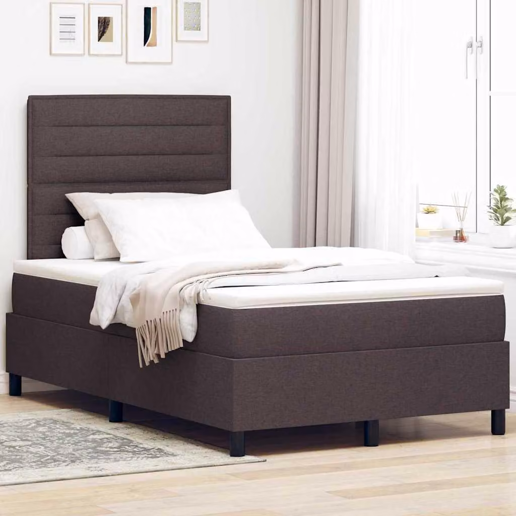 Maison Exclusive - Letto boxspring con materasso marrone scuro 120 x 200 cm tessuto