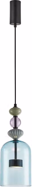 Lampada a sospensione Milagro Arte LED 12W multicolor nera in vetro e metallo