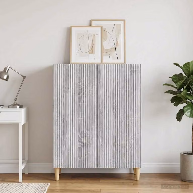 Credenza moderna vidaXL in legno ingegnerizzato grigio Sonoma, L: 66 cm, P: 34,5 cm, H: 90 cm