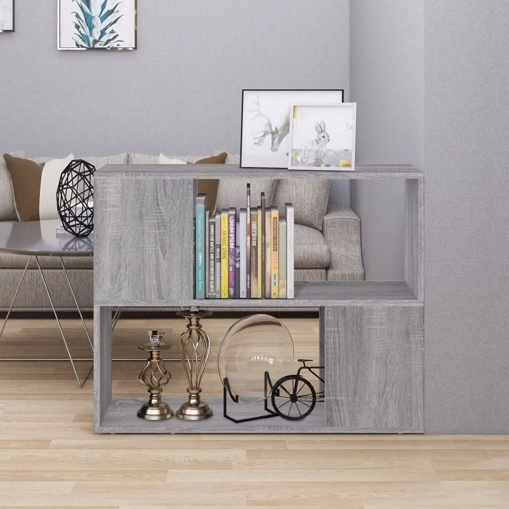 Libreria/Divisorio vidaXL Moderna in Legno e MDF Grigio L: 80 cm, P: 24 cm, H: 63 cm