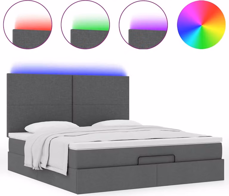Struttura Letto Pouf con Materasso 160x200 cm in Tessuto