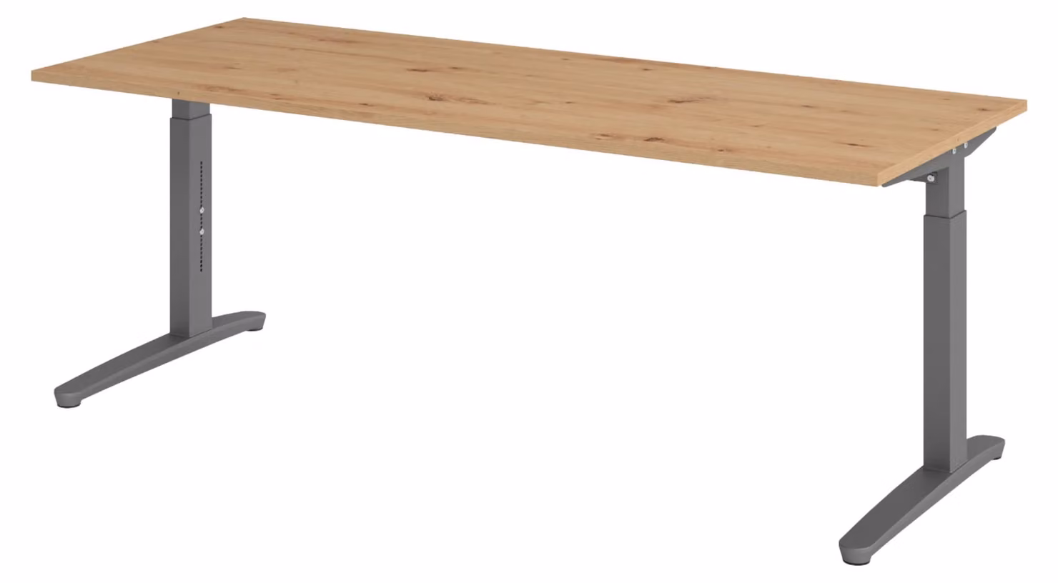Scrivania bümö Serie XB - Finitura: rovere nodoso, struttura: grafite, dimensioni: 200 x 80 cm