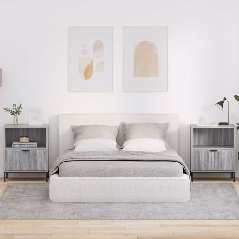 Set di 2 armadi da notte moderni vidaXL in grigio e nero, L/P/H: 49 x 36 x 61 cm