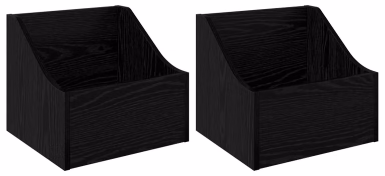Scatola per dischi in vinile, 2 pezzi, colore nero, finitura effetto legno di quercia, dimensioni 37 x 33 x 32 cm