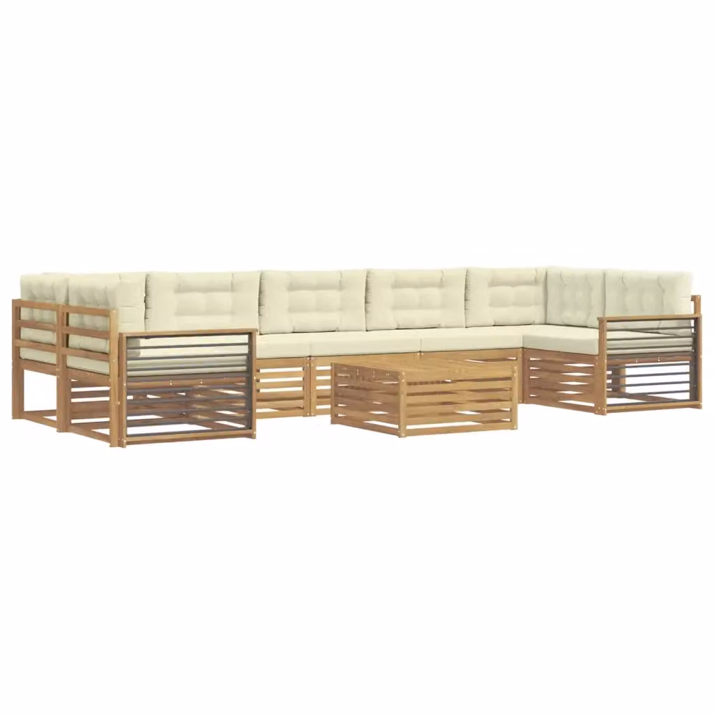 Set di divani da esterno 8 pezzi vidaXL in legno di acacia con tavolino da caffè, colore bianco e beige – 2