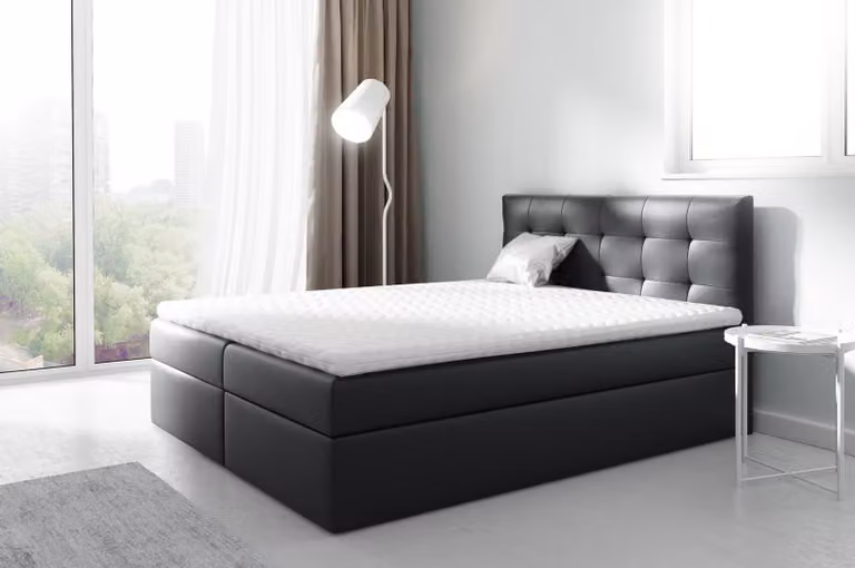 Ehebett Betten Polsterbett Boxspringbett Doppelbett Bett mit Bettkasten Schwarz