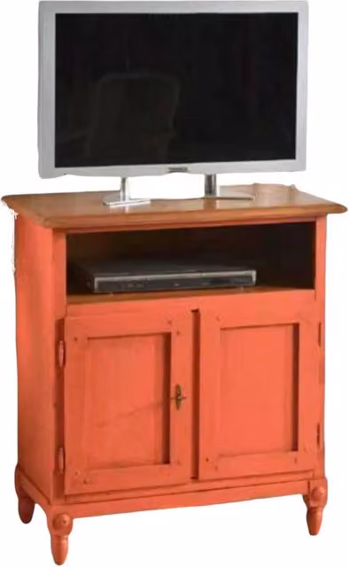 Porta TV in legno stile arte povera arancione anticato/naturale Mobili 2G L: 81 cm, P: 43 cm, H: 94 cm – 3