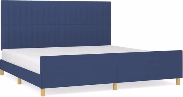 Letto matrimoniale | Letto per adulti | Giroletto senza Materasso Blu 200x200 cm in Tessuto