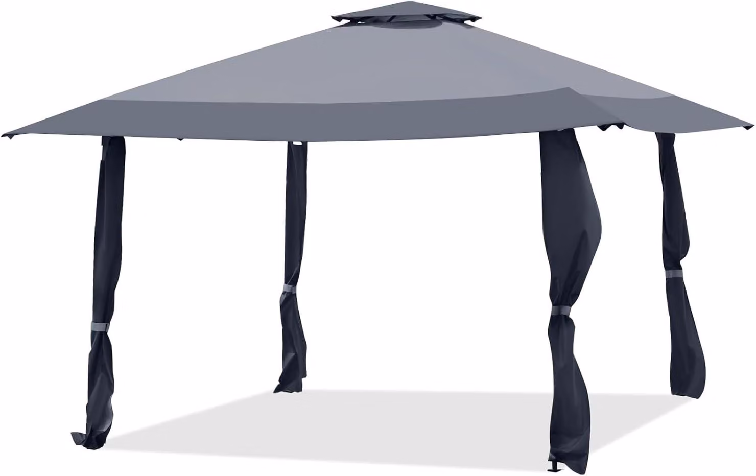 gazebo da giardino 4 x 4 m con doppio tetto, altezza regolabile 266-283 cm, gazebo pieghevole con struttura in acciaio, gazebo pieghevole impermeabile e protezione solare (grigio)